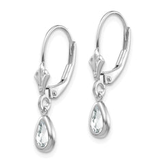 14K White Gold 6x4mm White Topaz/April Earrings