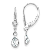 14K White Gold 6x4mm White Topaz/April Earrings
