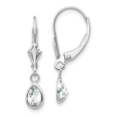 14K White Gold 6x4mm White Topaz/April Earrings