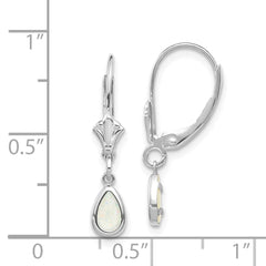 14k White Gold 6x4mm Opal/October Earrings