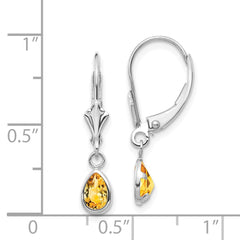 14k White Gold 6x4mm Citrin/November Earrings