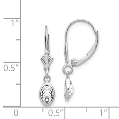 14k WG 6x4 Oval Bezel April/White Topaz Leverback Earrings