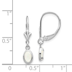 14k White Gold 6x4 Oval Bezel October/Opal Leverback Earrings