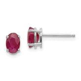 14K White Gold 6x4 Oval July/Ruby Post Earrings