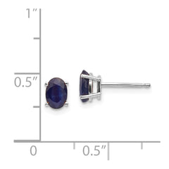 14k White Gold 6x4mm Sapphire Earrings