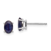 14K White Gold 6x4mm Sapphire Earrings