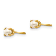 14K 3mm June/FW Cultured Pearl Post Earrings
