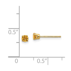 14k 3mm November/Citrine Post Earrings
