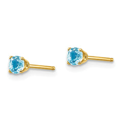14K 3mm December/Blue Topaz Post Earrings