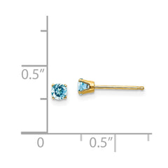14k 3mm December/Blue Topaz Post Earrings