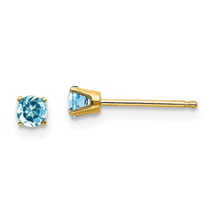14K 3mm December/Blue Topaz Post Earrings