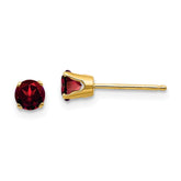 14K 4mm Round January/Garnet Post Earrings