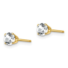 14K 4mm April/White Topaz Post Earrings