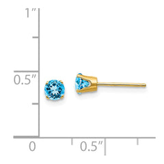 14k 4mm December/Blue Topaz Post Earrings