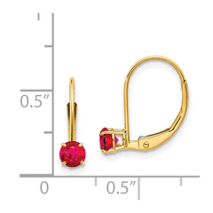 14k 4mm Round July/Ruby Leverback Earrings