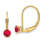 14K 4mm Round July/Ruby Leverback Earrings