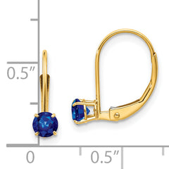 14k 4mm Round September/Sapphire Leverback Earrings