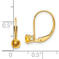 14k 4mm Round November/Citrine Leverback Earrings