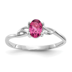 14k White Gold Pink Tourmaline Birthstone Ring
