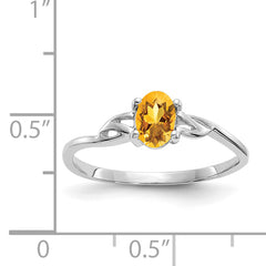 14K White Gold Citrine Birthstone Ring