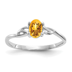 14K White Gold Citrine Birthstone Ring