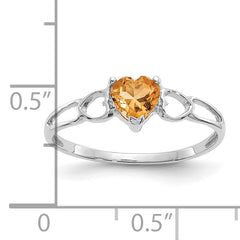 14k White Gold Citrine Birthstone Ring