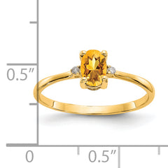 14k Diamond & Citrine Birthstone Ring
