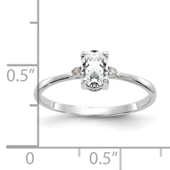 14k White Gold Diamond & White Topaz Birthstone Ring
