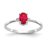 14k White Gold Diamond & Ruby Birthstone Ring