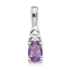 14K White Gold Amethyst Diamond Pendant