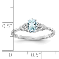 14k White Gold Aquamarine and Diamond Ring