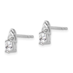 14k White Gold White Topaz and Diamond Post Earrings