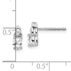 14k White Gold White Topaz and Diamond Post Earrings