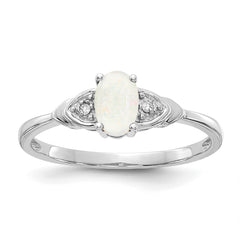 14k White Gold Opal and Diamond Ring