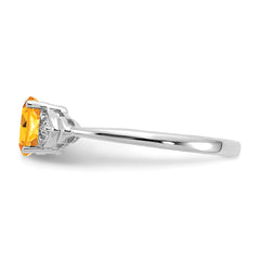 14k White Gold Citrine and Diamond Ring