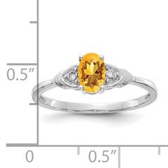 14k White Gold Citrine and Diamond Ring