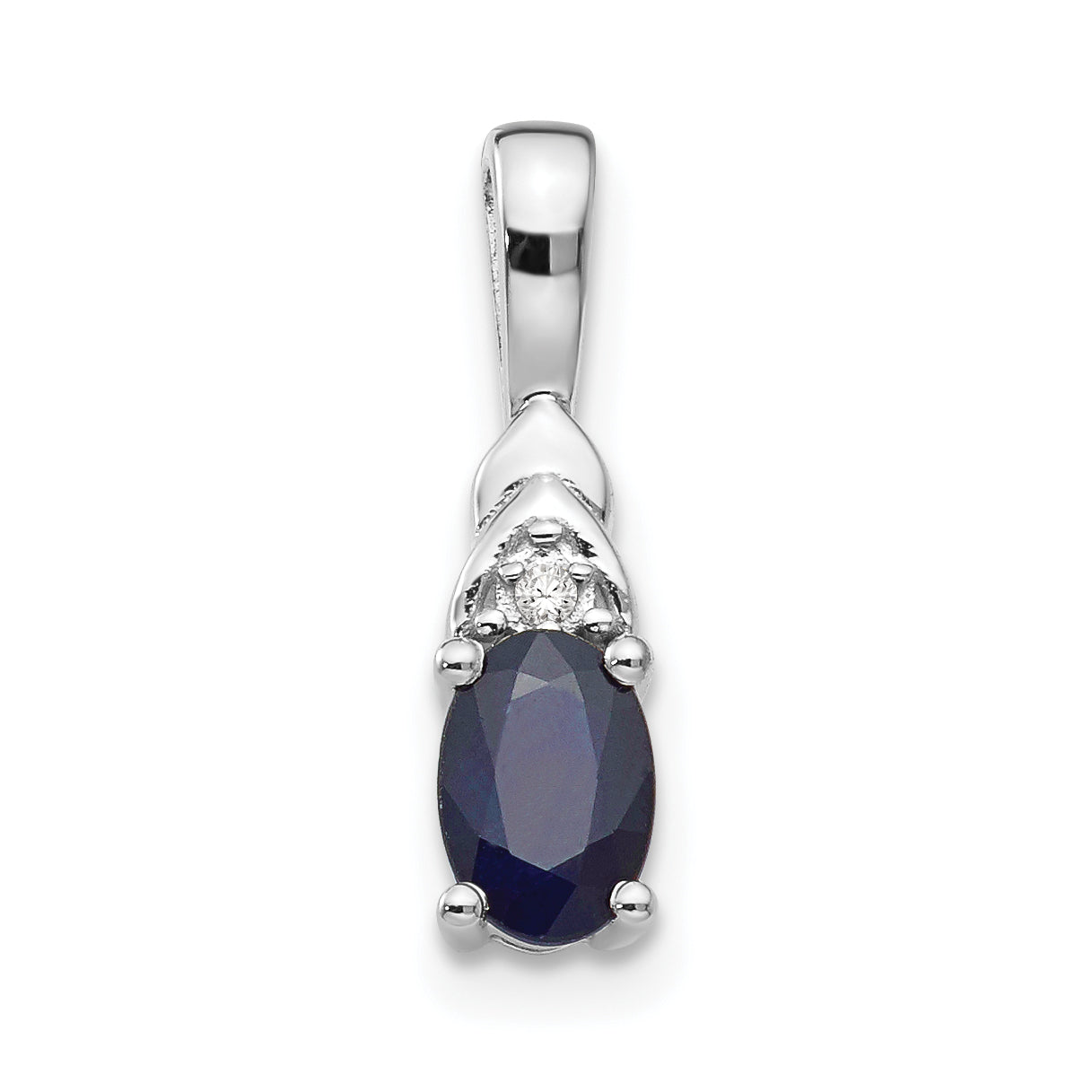 14K White Gold Sapphire Diamond Pendant