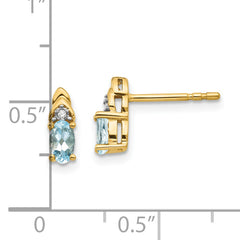 14k Aquamarine and Diamond Earrings