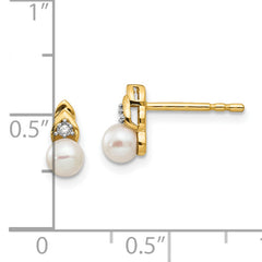 14k FW Cultured Pearl and Diamond Earrings