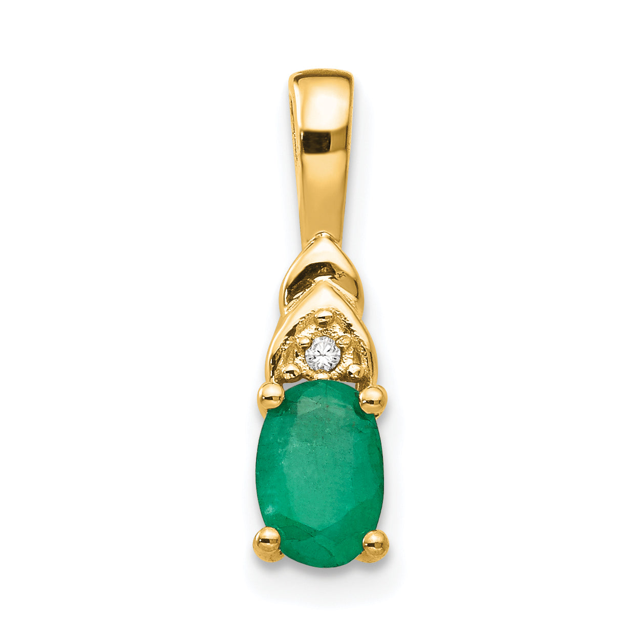 14K Diamond & Emerald Pendant