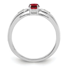 14k White Gold Garnet and Diamond Ring