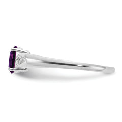 14k White Gold Amethyst and Diamond Ring