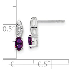 14k White Gold Amethyst and Diamond Post Earrings