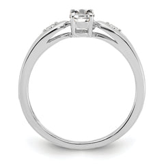 14k White Gold White Topaz and Diamond Ring