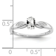 14k White Gold White Topaz and Diamond Ring