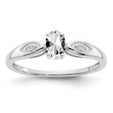 14k White Gold White Topaz and Diamond Ring