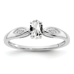 14k White Gold White Topaz and Diamond Ring