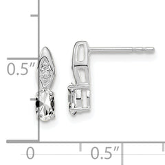 14k White Gold White Topaz and Diamond Post Earrings