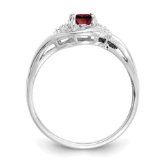 14k White Gold Garnet and Diamond Ring