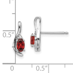 14k White Gold Garnet and Diamond Post Earrings